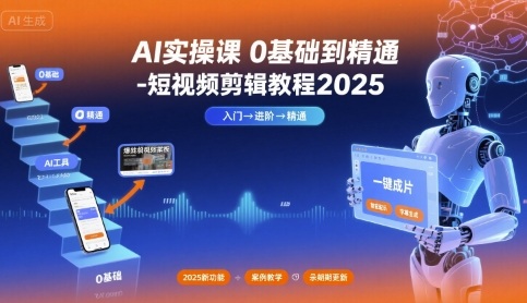 AI实操课0基础到精通-短视频剪辑教程2025-小白项目网