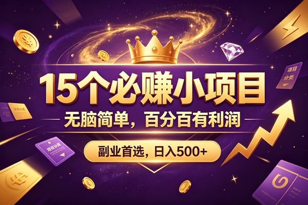 （19456期）15 个必赚的小项目，无脑简单，百分百有利润，副业的首选，日入590+-小白项目网