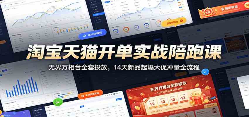 淘宝天猫开单实战陪跑课:无界万相台全套投放,14天新品起爆大促冲量全流程-小白项目网
