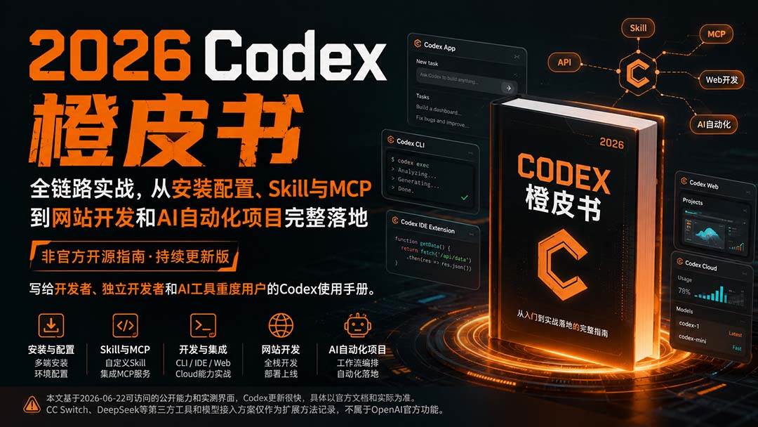（20105期）2026Codex橙皮书：全链路实战，从安装配置、Skill与MCP到网站开发和AI自动化项目完整落地-小白项目网