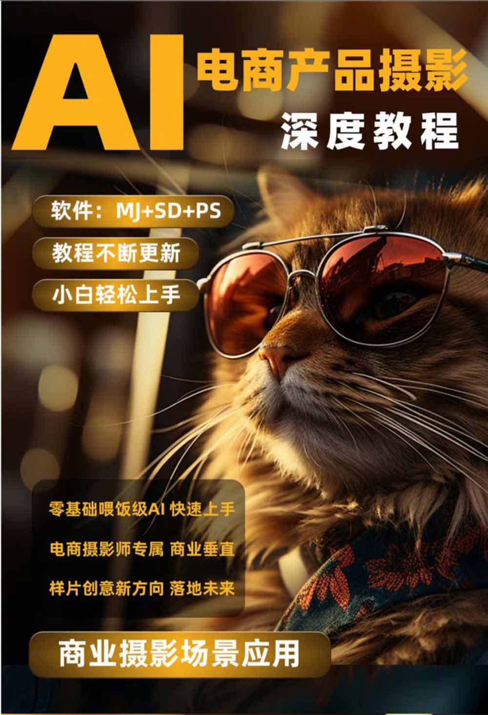 AI电商人像摄影实战课·SD多端部署|MJ完整教学|家电护肤家具商品图人像写真全案例-小白项目网