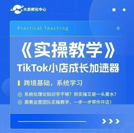 大卖家孵化中心TikTok实操课，TikTok小店成长加速器，跨境基础系统学习，一步一步带你开店-小白项目网