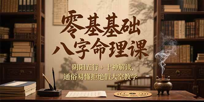 （15283期）零基础八字命理课，阴阳五行+十神解读，通俗易懂拒绝假大空教学-小白项目网