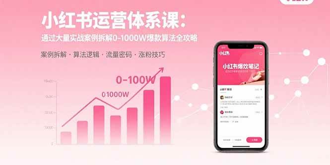 （15792期）小红书运营体系课：通过大量实战案例拆解0-1000W爆款算法全攻略-小白项目网