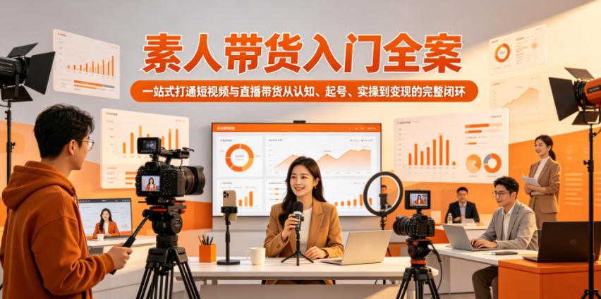 素人带货入门全案，一站式打通短视频与直播带货从认知、起号、实操到变现的完整闭环-小白项目网