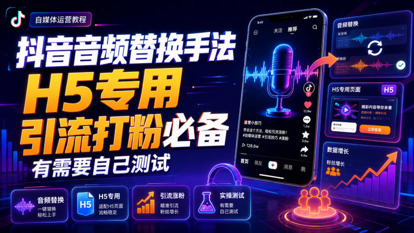 抖音音频替换手法H5专用，引流打粉必备，有需要自己测试-小白项目网