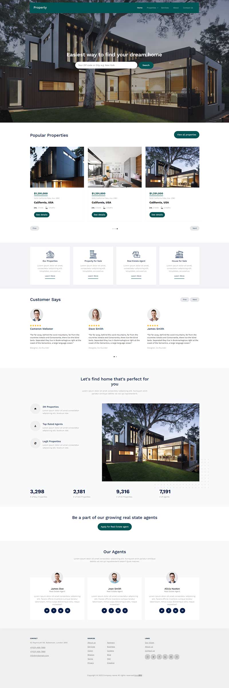 房屋别墅交易地产商html网站模板-小白项目网