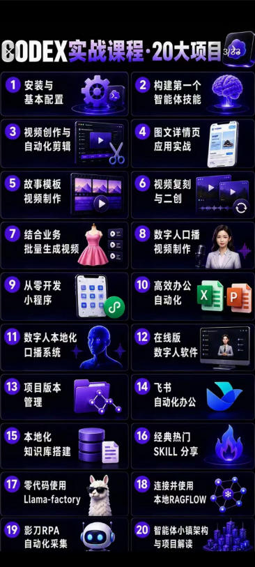 2026Codex智能体实战最新课，从安装配置到智能体小镇架构，涵盖视频创作/数字人/办公提效全技能-小白项目网
