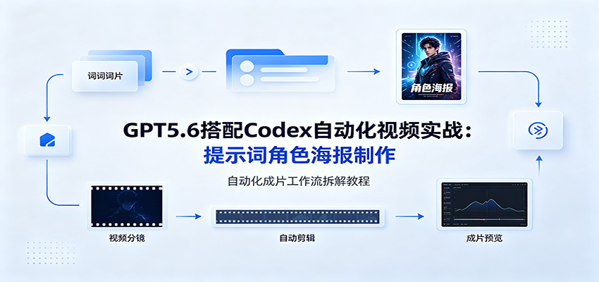 GPT5.6搭配Codex自动化视频实战：提示词角色海报制作，自动化成片工作流拆解教程-小白项目网