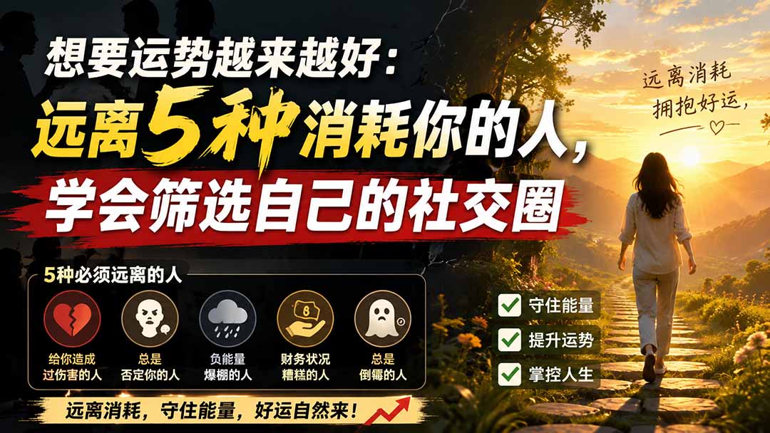 付费文章：想要运势越来越好：远离5种消耗你的人，学会筛选自己的社交圈-小白项目网