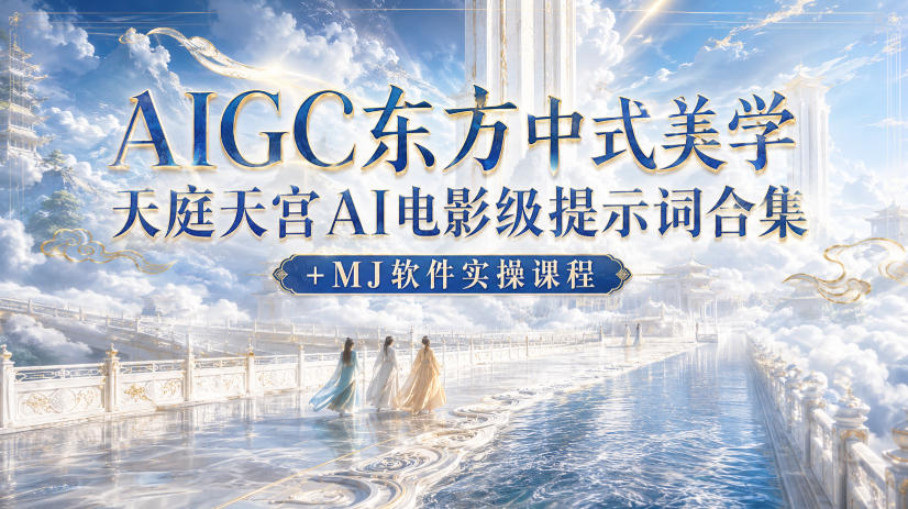 AIGC东方中式美学天庭天宫AI电影级提示词合集+MJ软件实操课程-小白项目网