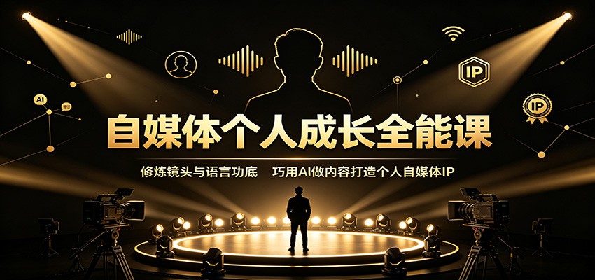 自媒体个人成长全能课：修炼镜头与语言功底，巧用AI做内容打造个人自媒体IP-小白项目网