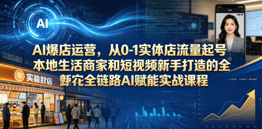 AI爆店运营，从0-1实体店流量起号，本地生活商家和短视频新手打造的全链路AI赋能实战课程-小白项目网