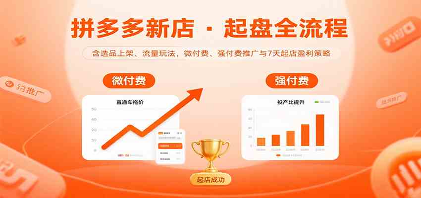 拼多多新店起盘全流程，含选品上架、流量玩法，微付费、强付费推广与7天起店盈利策略-小白项目网