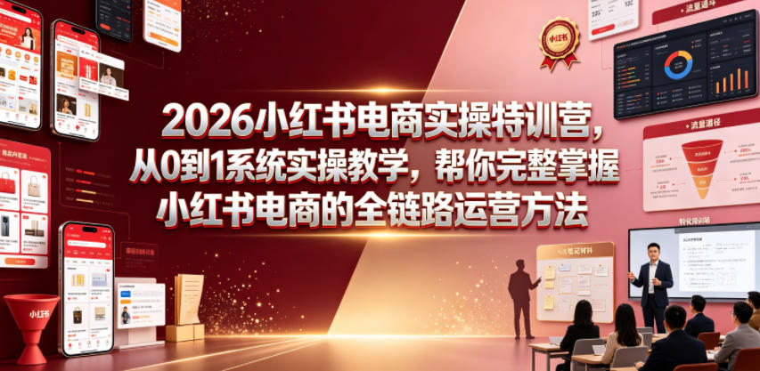 2026小红书电商实操特训营,从0到1系统实操教学,帮你完整掌握小红书电商的全链路运营方法-小白项目网