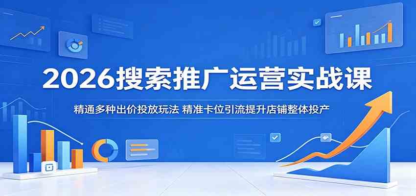 2026搜索推广运营实战课：精通多种出价投放玩法，精准卡位引流提升店铺整体投产-小白项目网