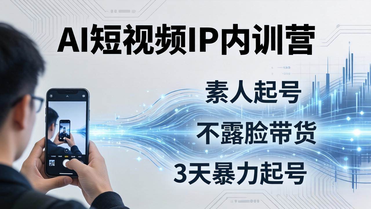 （19208期）2026AI短视频IP内训营-更新：从素人起号到不露脸带货，3天暴力起号全流程拆解-小白项目网
