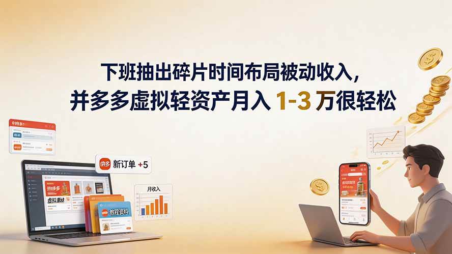（19573期）下班抽出碎片时间布局被动收入，拼多多虚拟轻资产月入 1-3 万很轻松-小白项目网