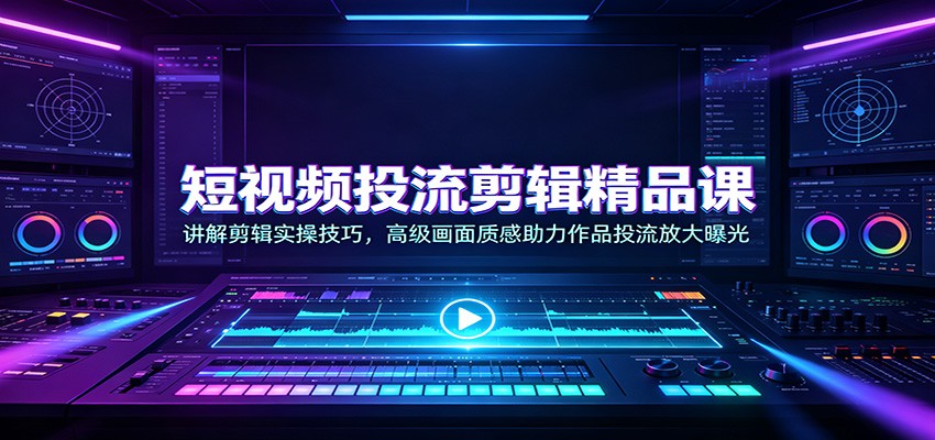 短视频投流剪辑精品课：讲解剪辑实操技巧，高级画面质感助力作品投流放大曝光-小白项目网