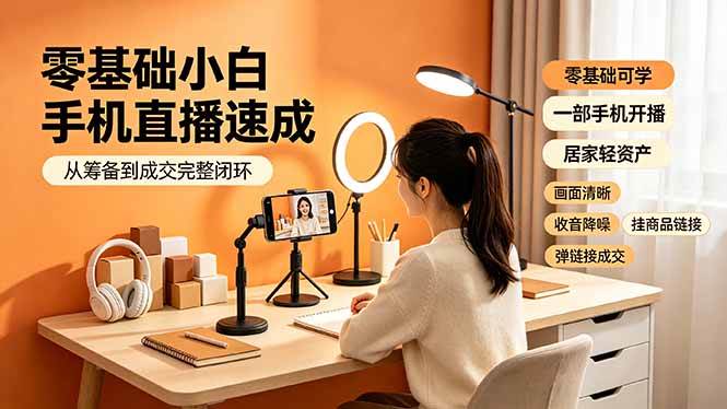 （19231期）零基础小白手机直播速成，从筹备到成交完整闭环，适配苹果安卓系统，解决杂音卡顿留人难问题-小白项目网