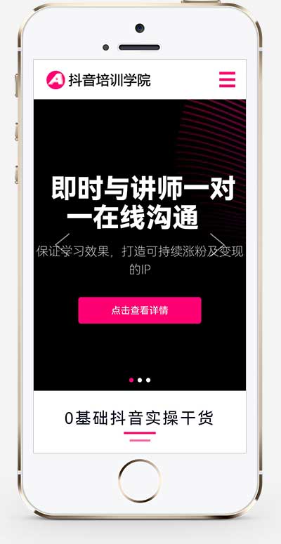 抖音自媒体培训教程pbootcms网站模板-小白项目网