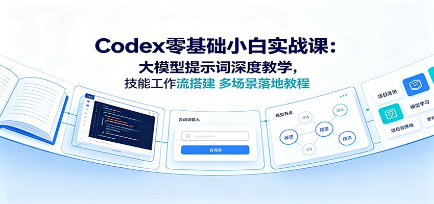 Codex零基础小白实战课：大模型提示词深度教学，技能工作流搭建多场景落地教程-小白项目网
