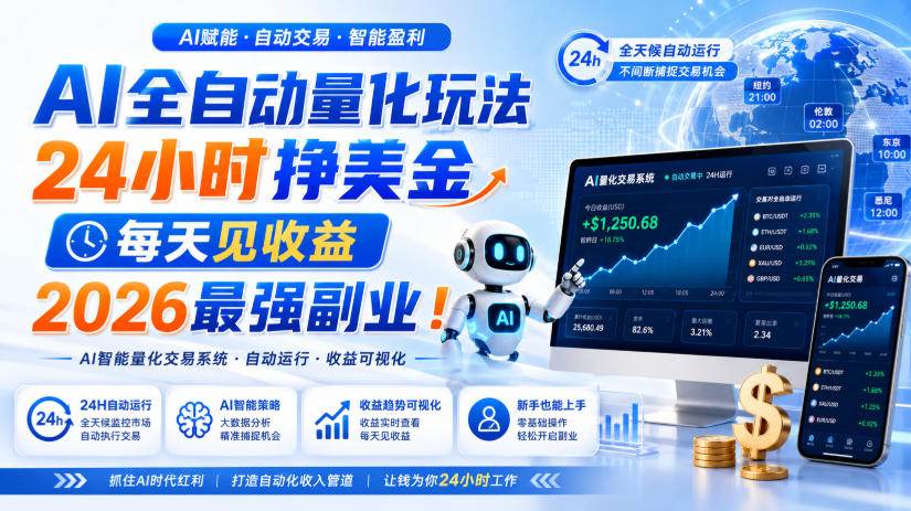 （19899期）AI量化全自动操作挣美金，矩阵可日入1000+，适合普通人的副业！-小白项目网