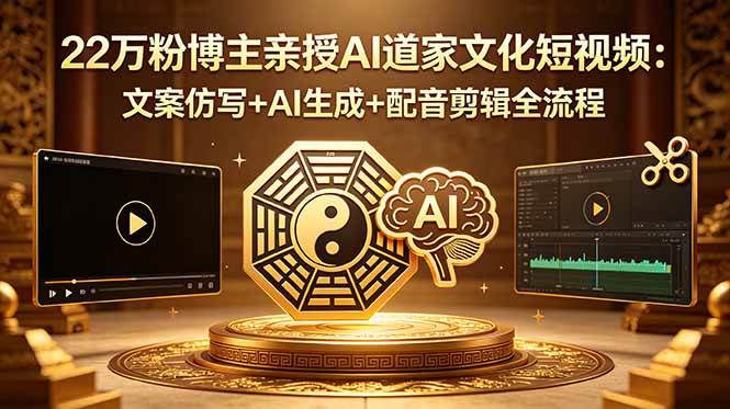 （18580期）22万粉博主亲授AI道家文化短视频：文案仿写+AI生成+配音剪辑全流程-小白项目网