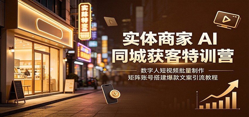实体商家AI同城获客特训营:数字人短视频批量制作,矩阵账号搭建爆款文案引流教程-小白项目网