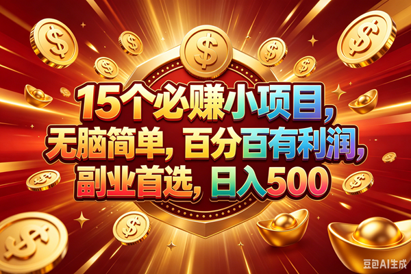 （19143期）15个必赚的小项目，百分百赚元子，无脑简单，副业首选，日入500+-小白项目网