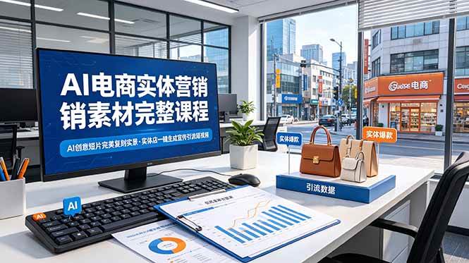 （19076期）AI电商实体营销素材完整课程，AI创意短片完美复刻实景，实体店一键生成宣传引流短视频-小白项目网