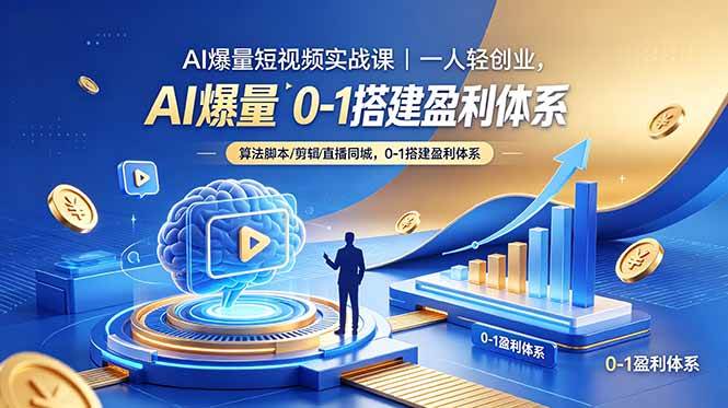 （18652期）AI爆量短视频实战课｜一人轻创业，算法脚本剪辑直播同城，0-1搭建盈利体系-小白项目网