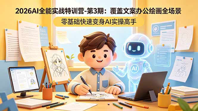 2026AI全能实战特训营-第3期：覆盖文案办公绘画全场景 零基础快速变身AI实操高手-小白项目网