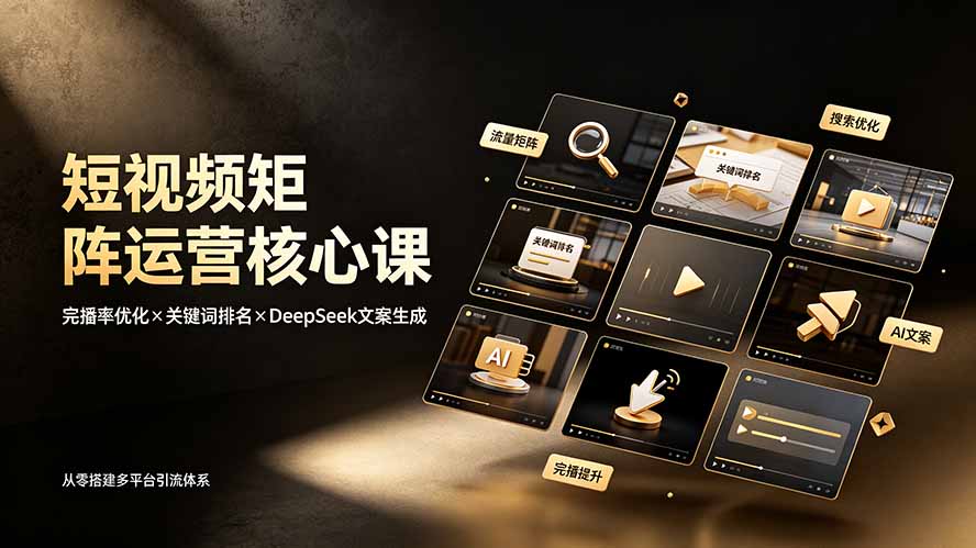 短视频矩阵运营核心课：完播率优化×关键词排名×DeepSeek文案生成，从零搭建多平台引流体系-小白项目网