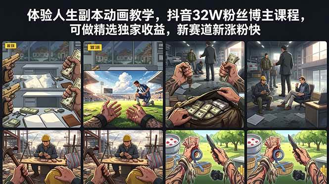 (18826期)体验人生副本动画教学, 抖音32W粉丝博主课程,可做精选独家收益,新赛道新涨粉快-小白项目网