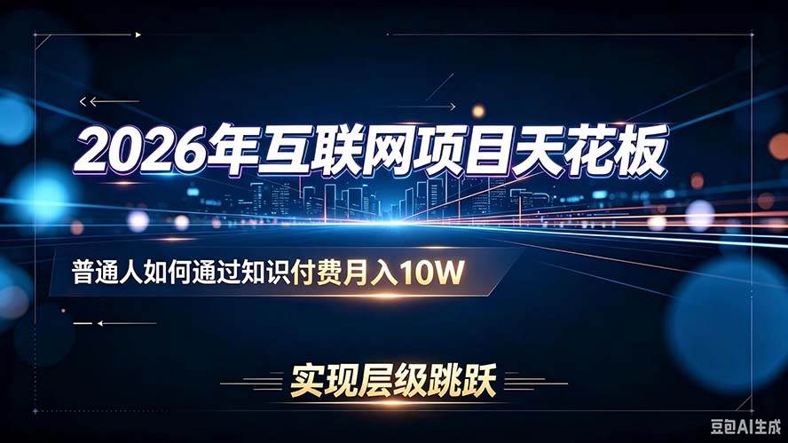 （20150期）2026年互联网项目天花板：普通人如何通过知识付费月入10W，实现层级跳跃-小白项目网