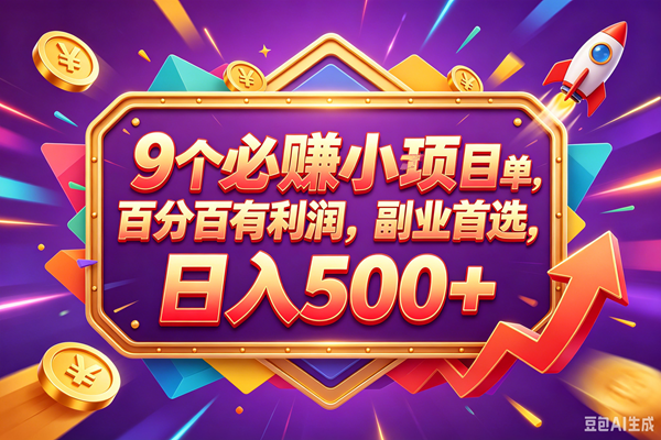 （18462期）9个必赚钱的小项目，百分百赚米，无脑简单，副业首选，日入380+-小白项目网