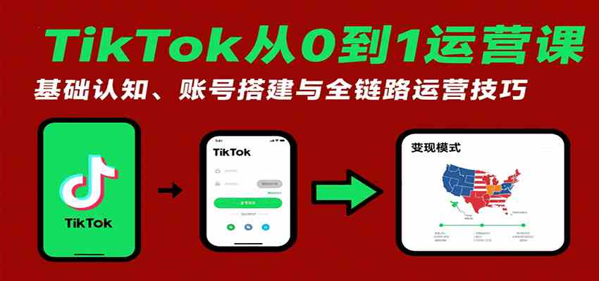 TikTok从0到1运营课：基础认知、账号搭建与全链路运营技巧-小白项目网