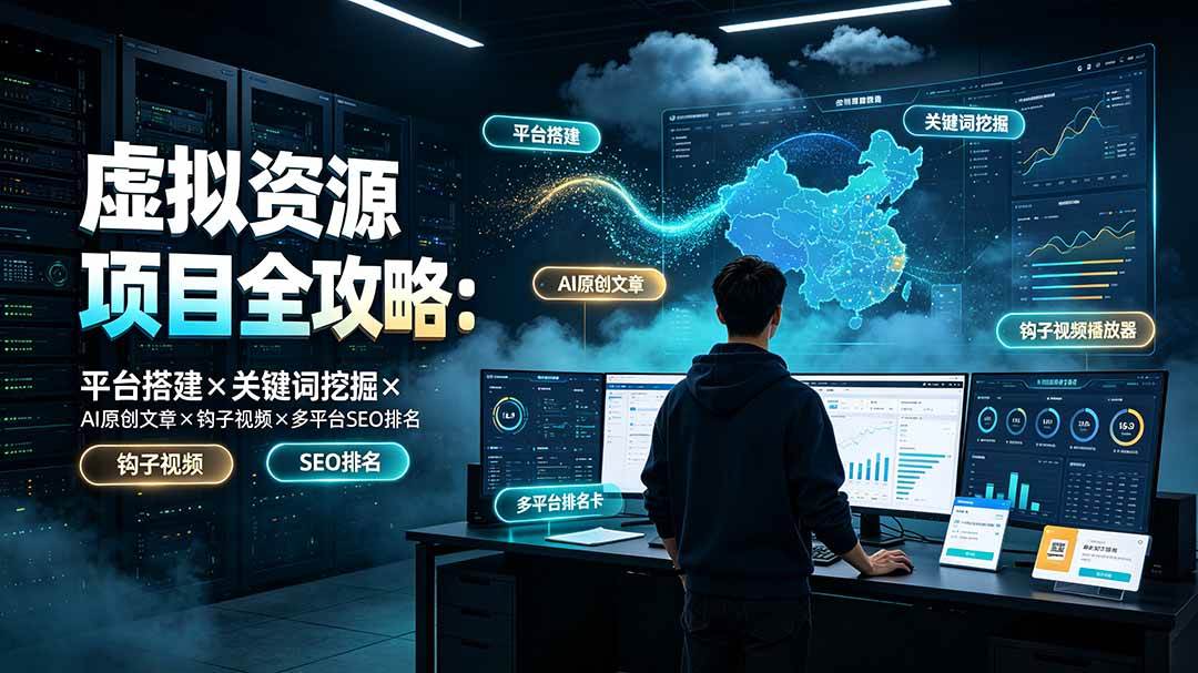 (19322期)虚拟资源项目全攻略:平台搭建×关键词挖掘×AI原创文章×钩子视频×多平台SEO排名-小白项目网