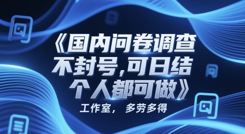 国内问卷调查，不封号，可日结，多劳多得，工作室，个人都可做-小白项目网