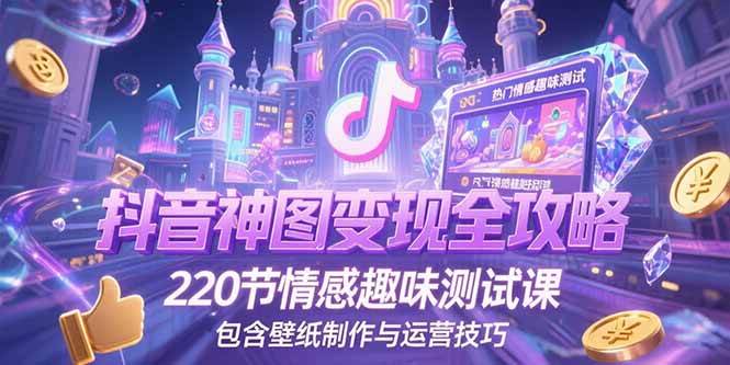 （15264期）抖音神图变现全攻略，220节情感趣味测试课，包含壁纸制作与运营技巧-小白项目网