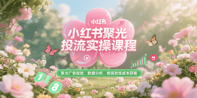 小红书聚光投流实操课程，聚光广告投放、数据分析、做高效低成本获客-小白项目网
