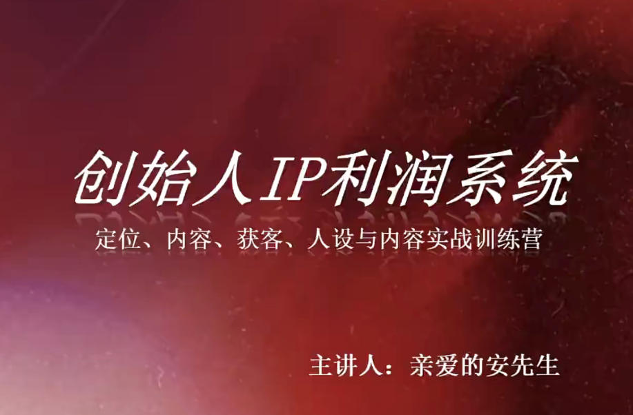 创始人IP利润系统8月训练营，定位、内容、获客、人设与内容实战训练营-小白项目网