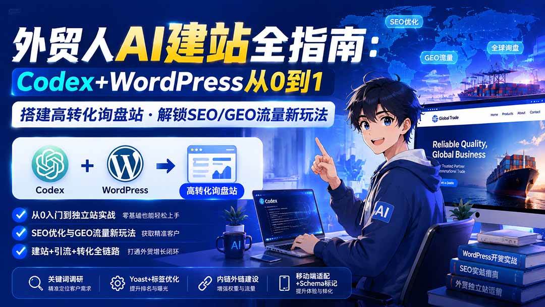 （19818期）外贸人AI建站全指南：Codex+WordPress从0到1·搭建高转化询盘站·解锁SEO/GEO流量新玩法-更新-小白项目网