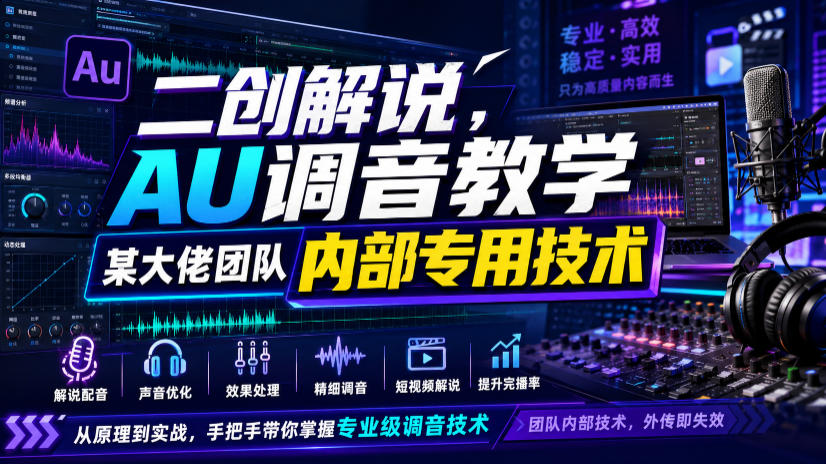 二创解说AU调音教学，某大佬团队内部专用技术-小白项目网