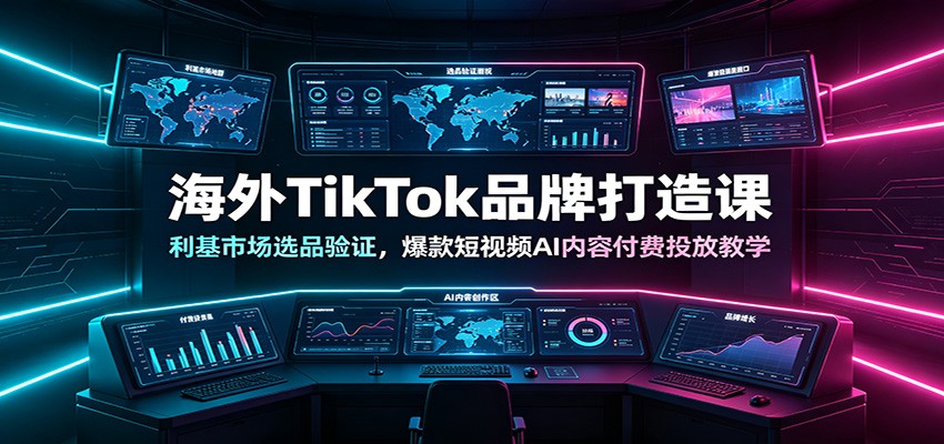 海外TikTok品牌打造课：利基市场选品验证，爆款短视频AI内容付费投放教学-小白项目网