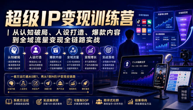 超级IP变现训练营｜从认知破局、人设打造、爆款内容到全域流量变现全链路实战-小白项目网