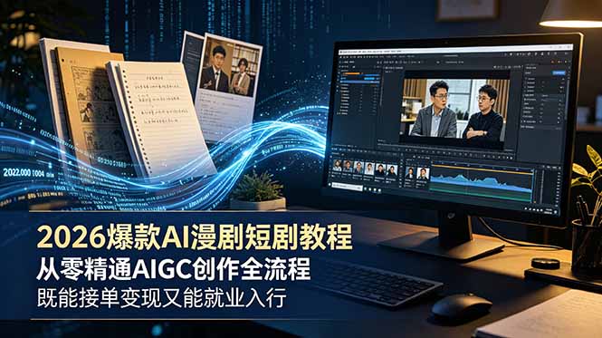 2026 爆款 AI 漫剧短剧教程 从零精通 AIGC 创作全流程 既能接单变现又能就业入行-小白项目网