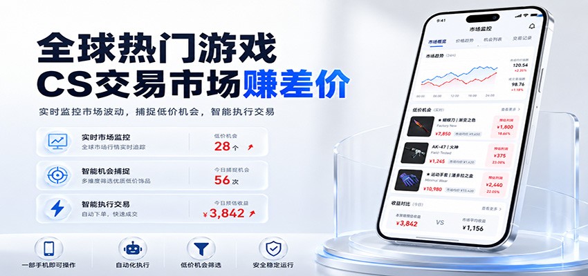 全球热门游戏CS交易市场赚差价,一个账号一部手机即可稳定运行,月入过万-小白项目网