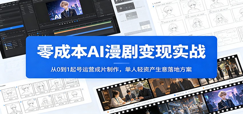 零成本AI漫剧变现实战：从0到1起号运营成片制作，单人轻资产生意落地方案-小白项目网